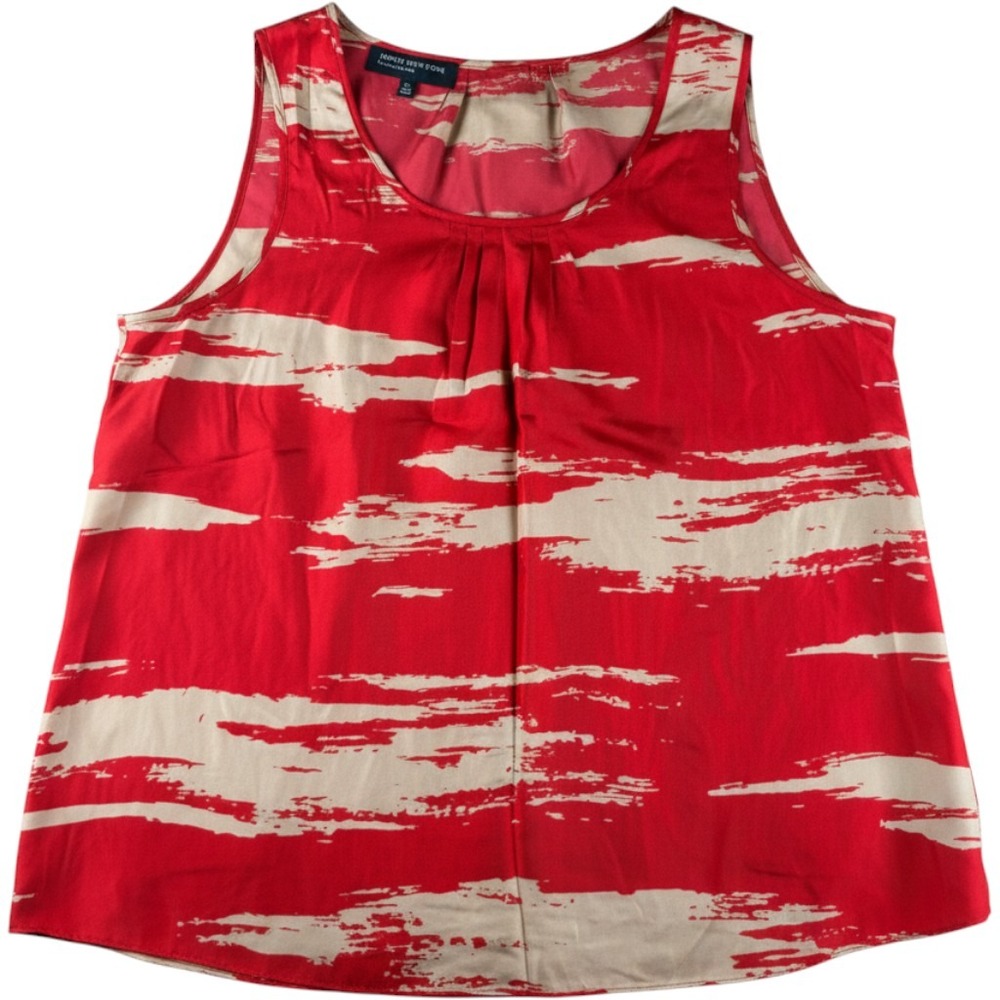Jones New York Collection Silk Tank Top Red Abstract Belsay Blouse NWT Size 12